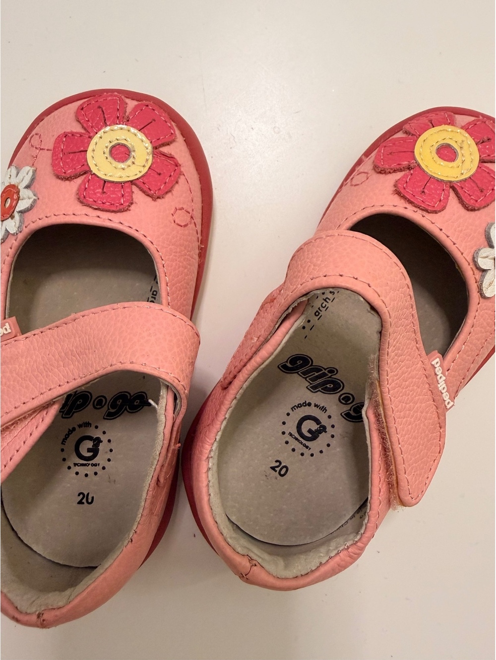 Pediped Grip 'n' Go Pink Leather Floral Mary Jane Shoes